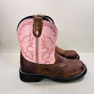 Justin Gypsy Apache Western Cowgirl Boots Womens 10 B Pink & Brown Boho L9901